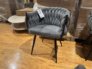 Set van 6 eetkamerstoelen, antraciet stof, zwarte poten